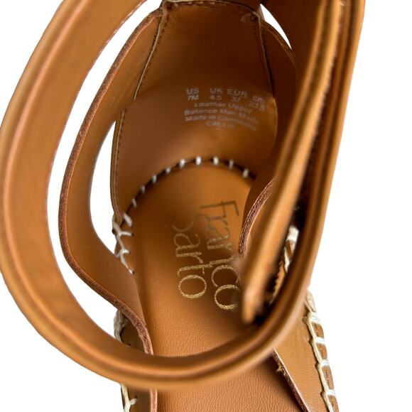 Franco Sarto Callia Cognac Strappy Leather
Wedge Espadrille Sandals Size 7 - Picture 3 of 7